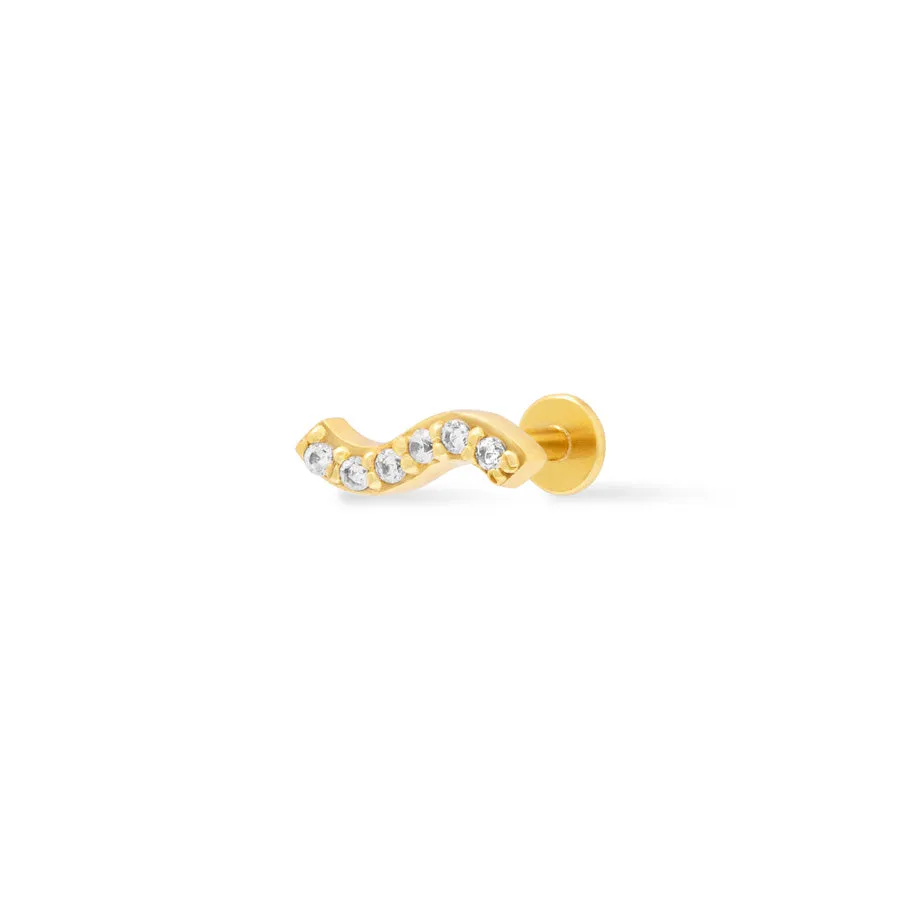 Wave Pave Gold Flat Back Earring sold by Wanderlust and Co product image thumbnail 5