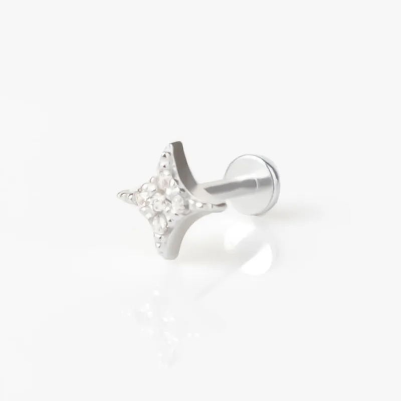 Sparkle Pave Silver Flat Back Earring sold by Wanderlust and Co