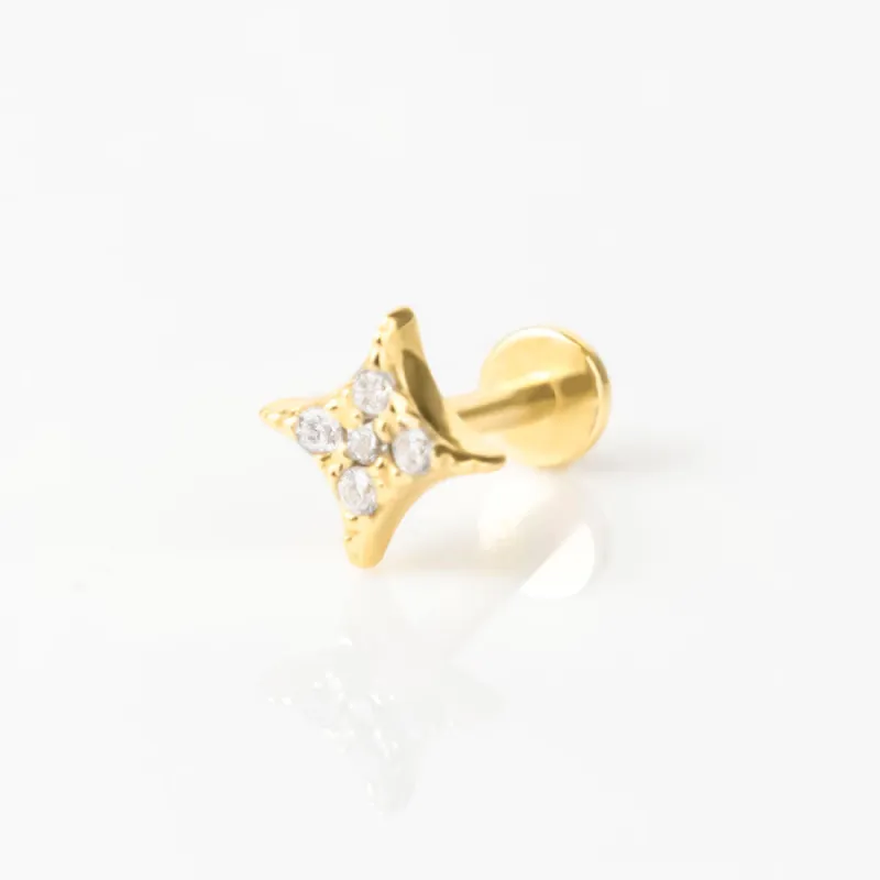Sparkle Pave Gold Flat Back Earring sold by Wanderlust and Co