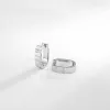 Ribbed Bar Silver 10mm Huggie Earrings sold by Wanderlust and Co