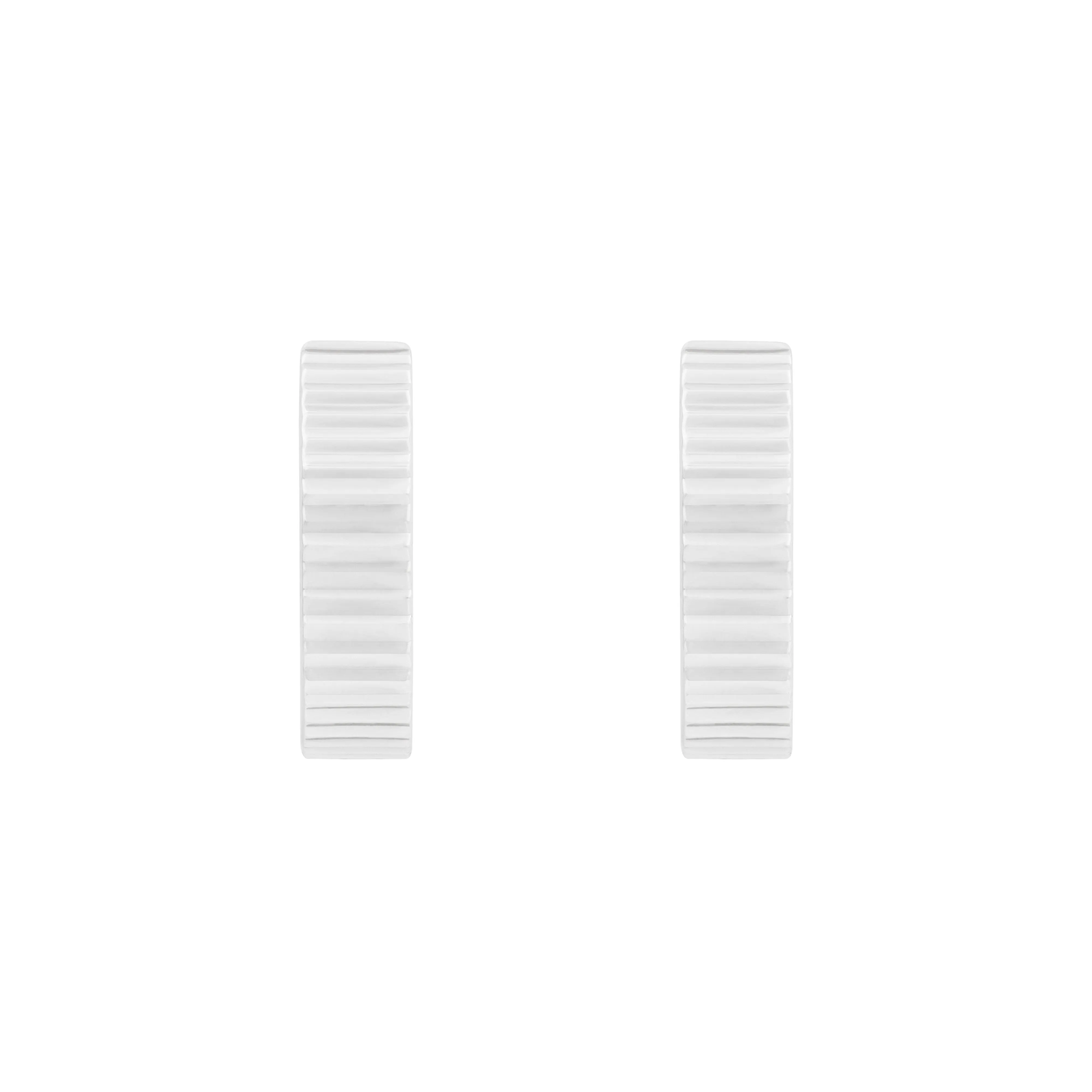 Ribbed Bar Silver 10mm Huggie Earrings sold by Wanderlust and Co product image thumbnail 5