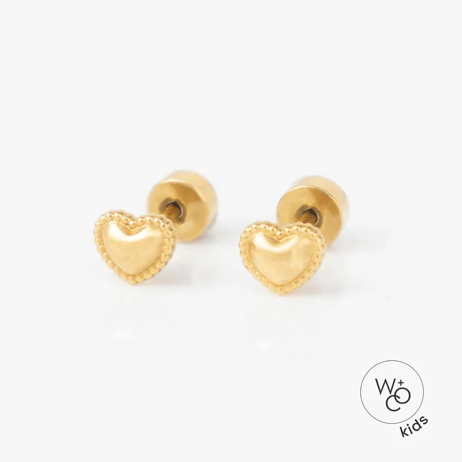Heart Gold Flat Back Earrings sold by Wanderlust and Co
