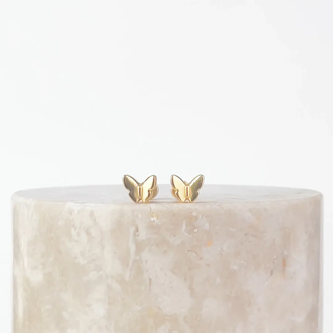 Butterfly Gold Flat Back Earrings sold by Wanderlust and Co product image thumbnail 4