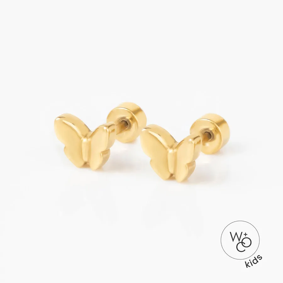 Butterfly Gold Flat Back Earrings sold by Wanderlust and Co
