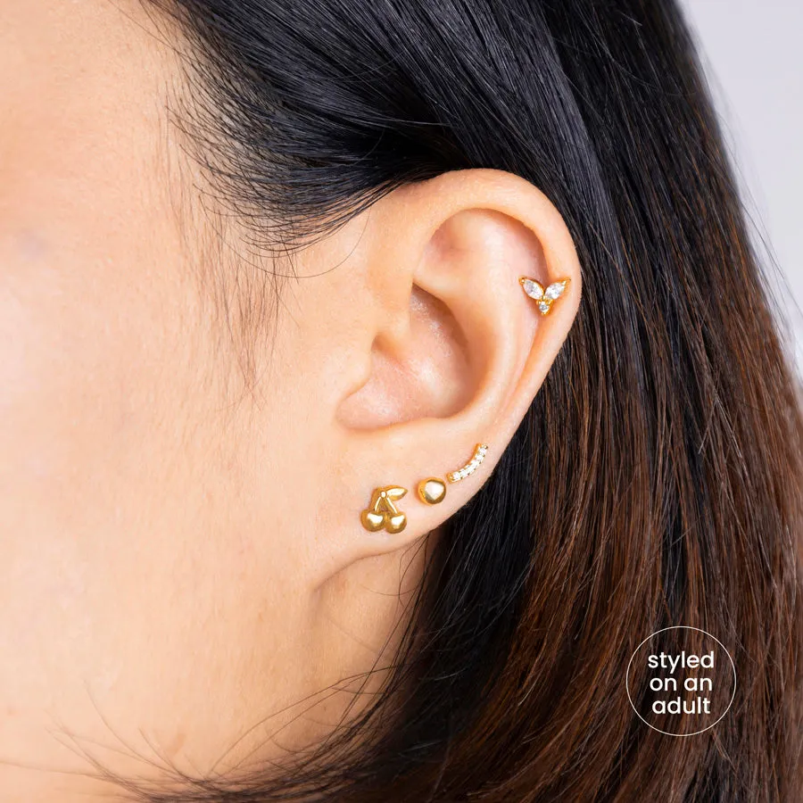Cherry Gold Flat Back Earrings sold by Wanderlust and Co product image thumbnail 3