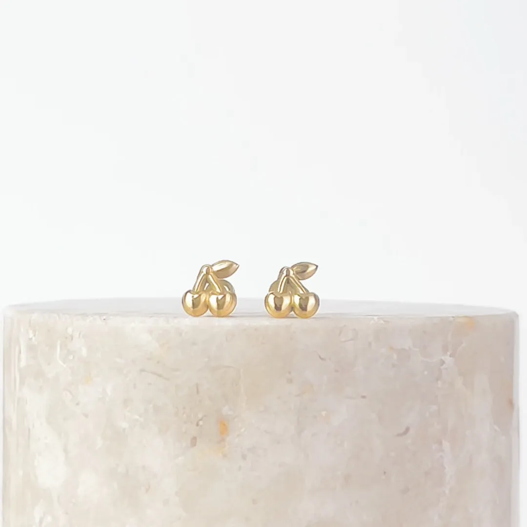 Cherry Gold Flat Back Earrings sold by Wanderlust and Co product image thumbnail 4