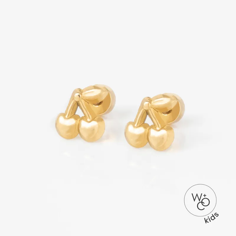 Cherry Gold Flat Back Earrings sold by Wanderlust and Co