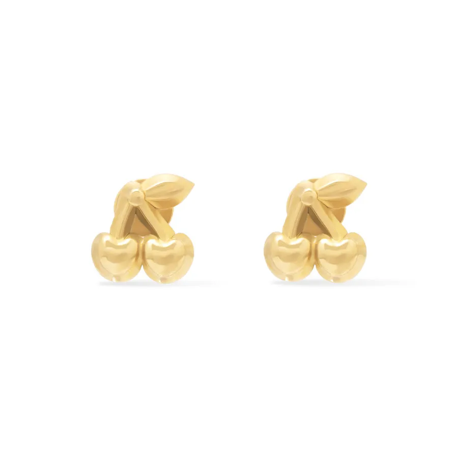 Cherry Gold Flat Back Earrings sold by Wanderlust and Co product image thumbnail 5