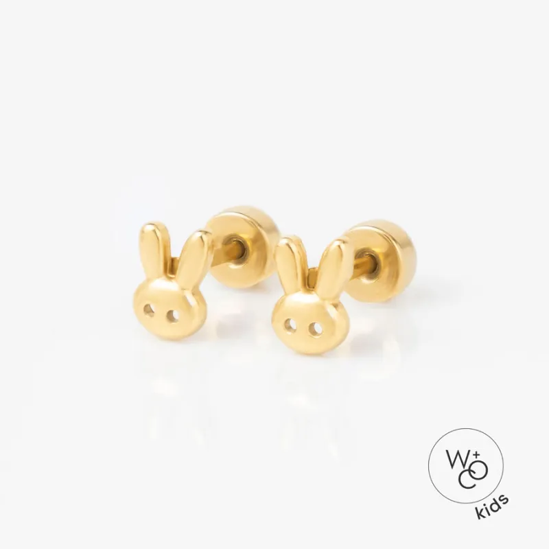 Bunny Gold Flat Back Earrings sold by Wanderlust and Co