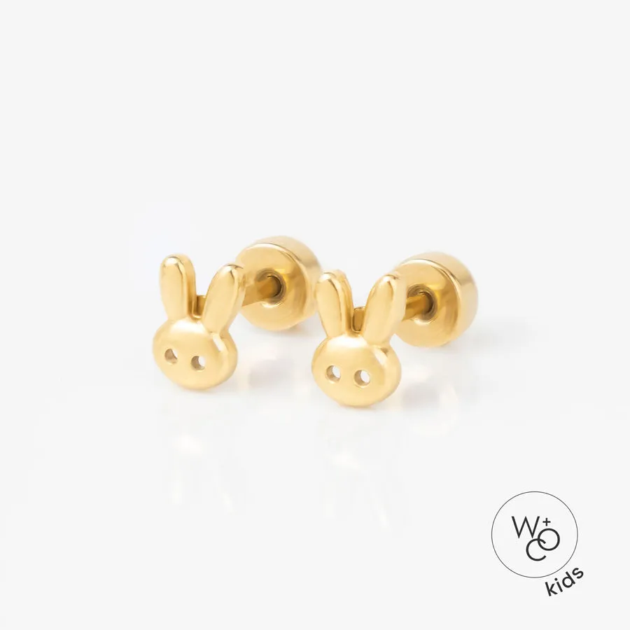 Bunny Gold Flat Back Earrings sold by Wanderlust and Co