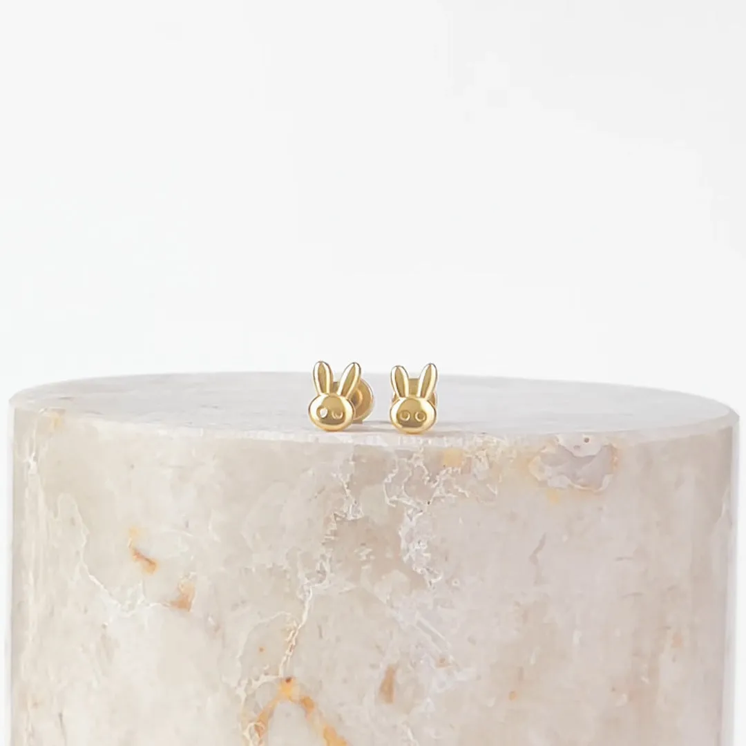 Bunny Gold Flat Back Earrings sold by Wanderlust and Co product image thumbnail 4