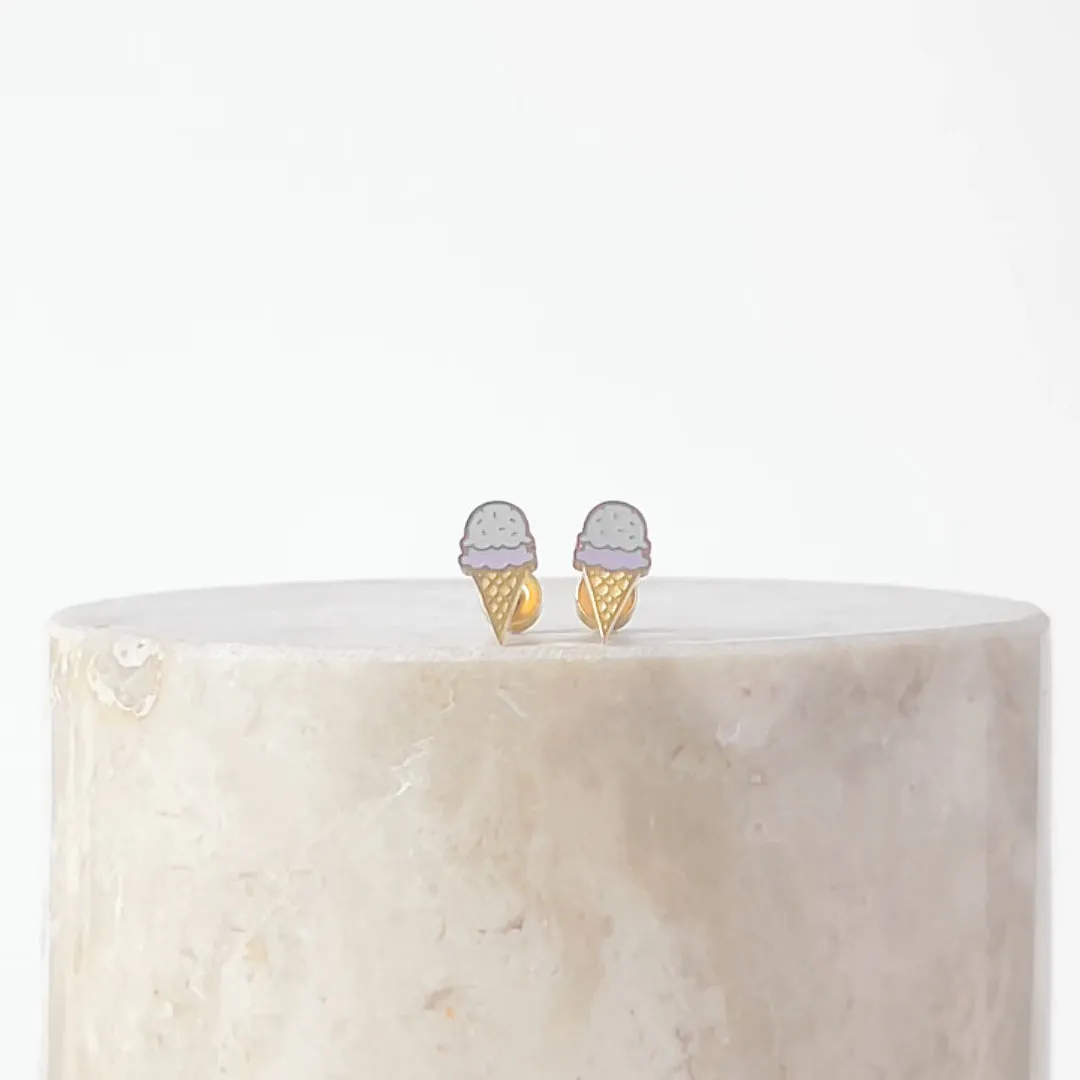 Ice Cream Enamel Gold Flat Back Earrings sold by Wanderlust and Co product image thumbnail 4