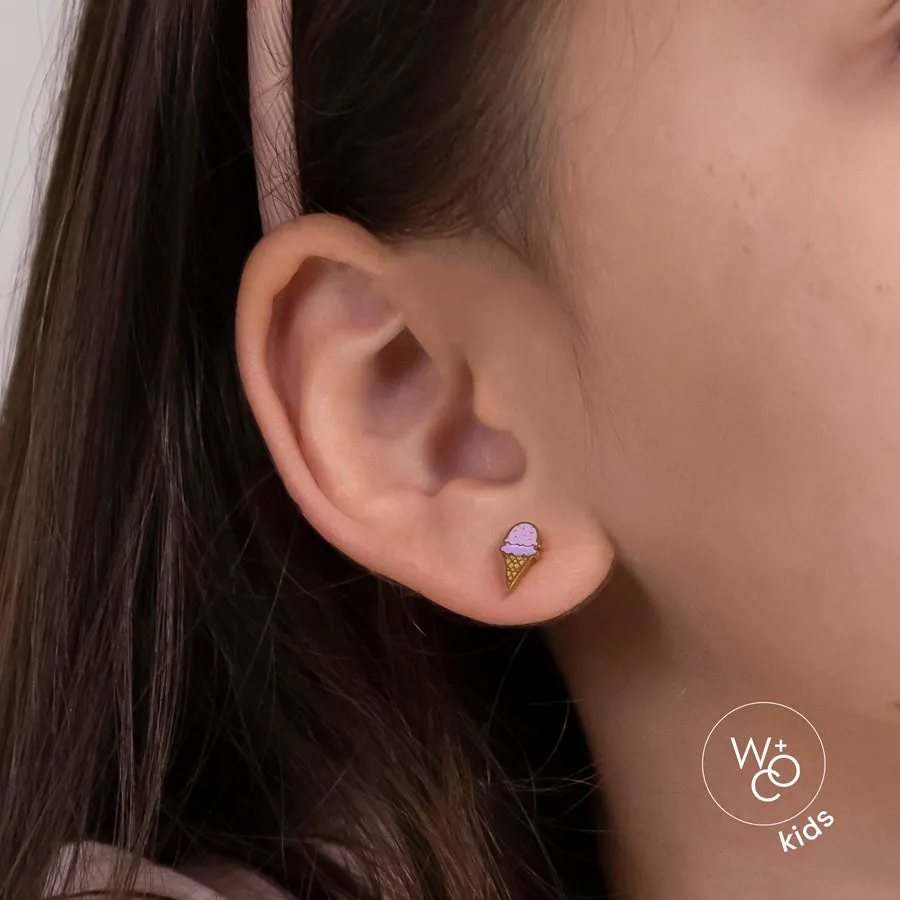 Ice Cream Enamel Gold Flat Back Earrings sold by Wanderlust and Co product image thumbnail 2