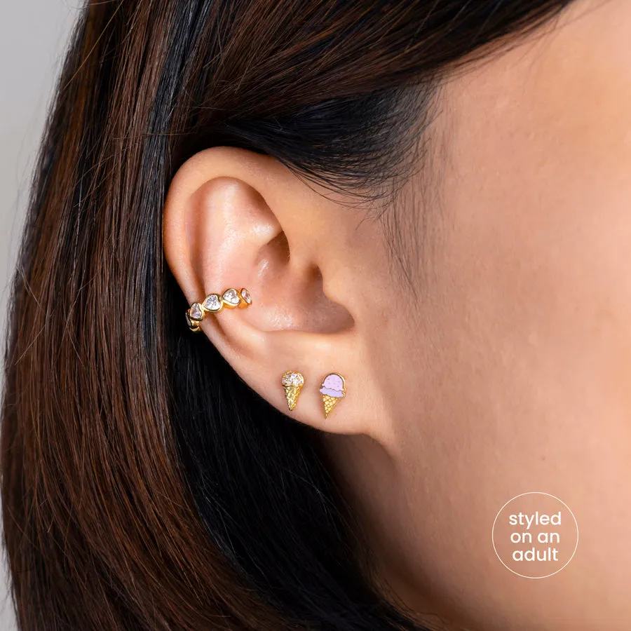 Ice Cream Enamel Gold Flat Back Earrings sold by Wanderlust and Co product image thumbnail 3