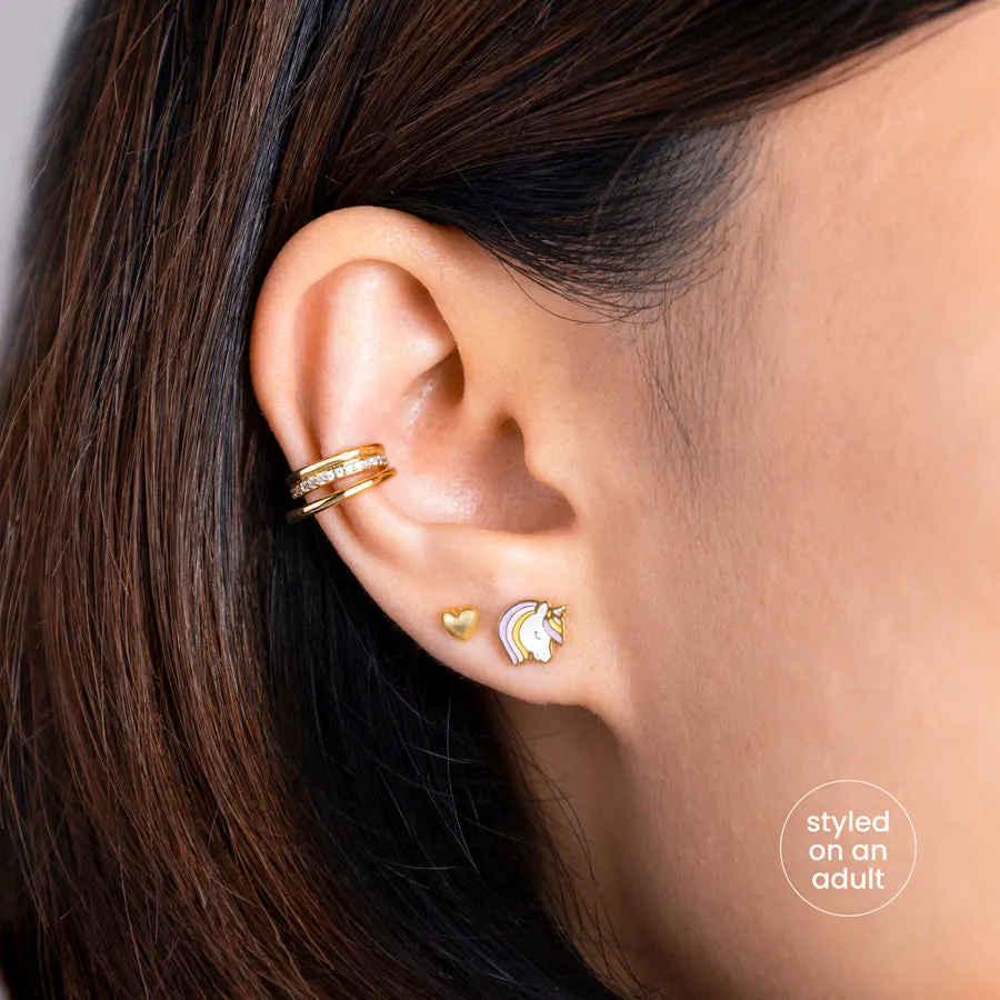 Unicorn Enamel Gold Flat Back Earrings sold by Wanderlust and Co product image thumbnail 3