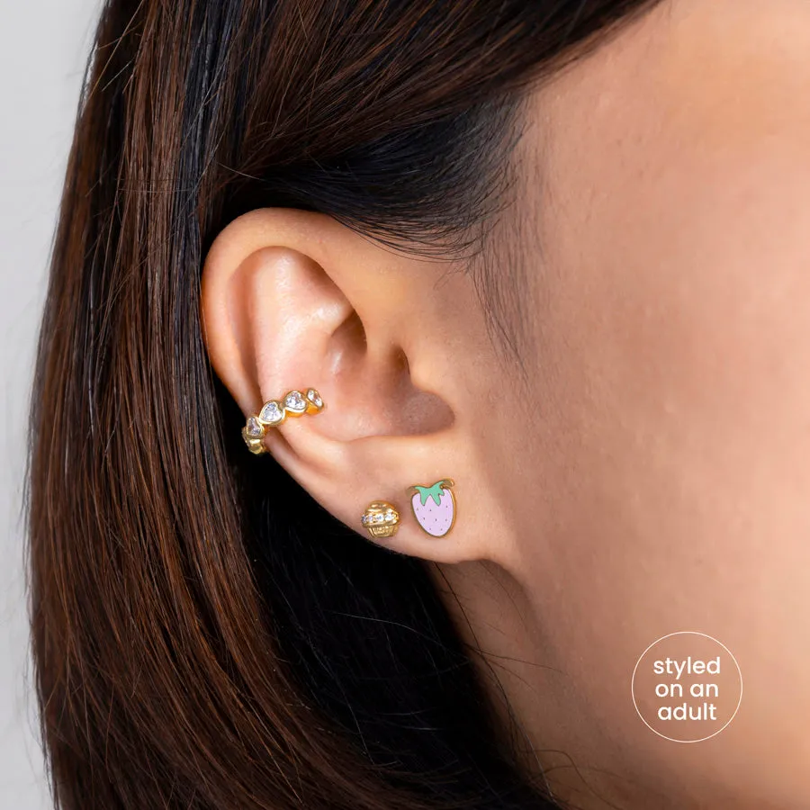 Strawberry Enamel Gold Flat Back Earrings sold by Wanderlust and Co product image thumbnail 3