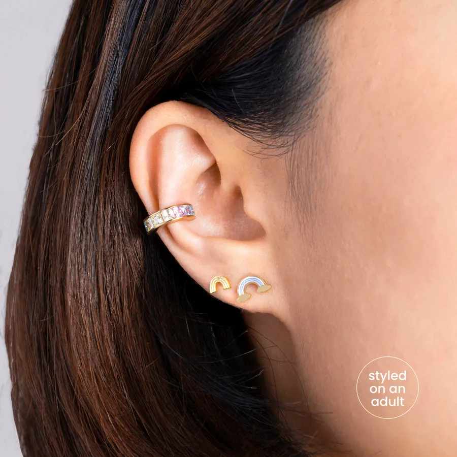 Rainbow Enamel Gold Flat Back Earrings sold by Wanderlust and Co product image thumbnail 3