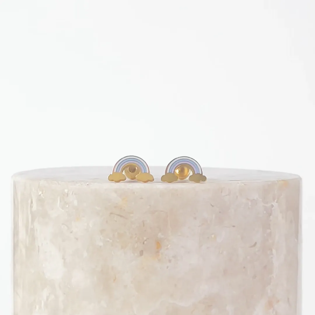 Rainbow Enamel Gold Flat Back Earrings sold by Wanderlust and Co product image thumbnail 4