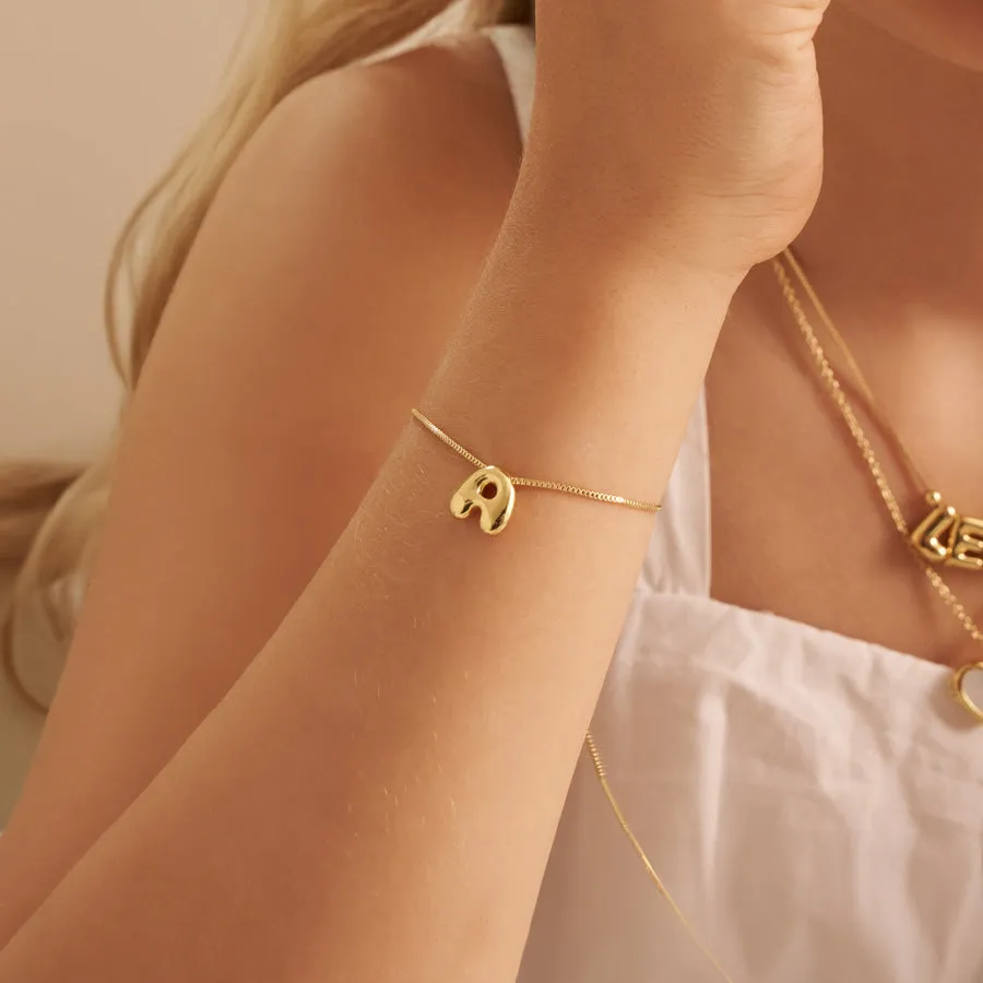 Petite Alphabet Bubble Gold Bracelet sold by Wanderlust and Co product image thumbnail 2