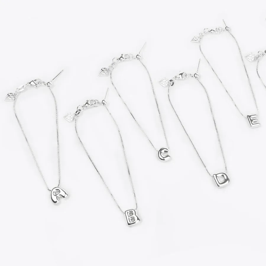 Petite Alphabet Bubble Silver Bracelet sold by Wanderlust and Co