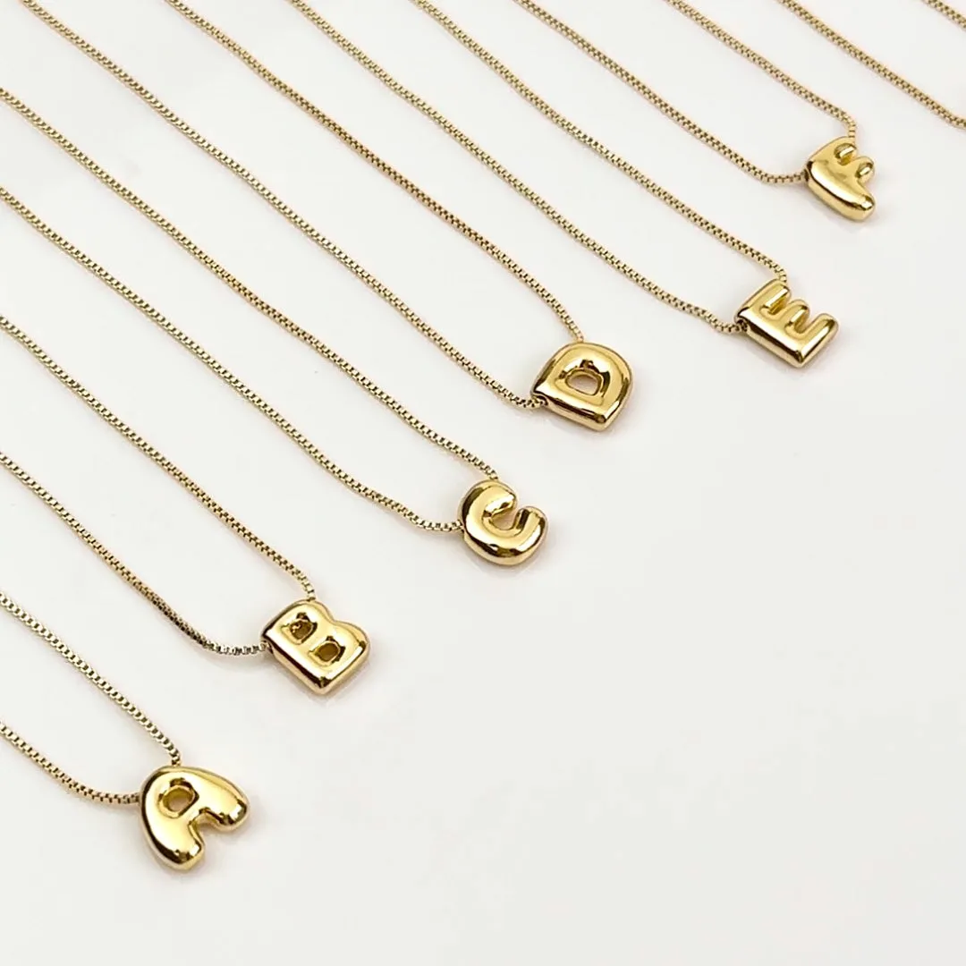 Petite Alphabet Bubble Gold Necklace sold by Wanderlust and Co product image thumbnail 4