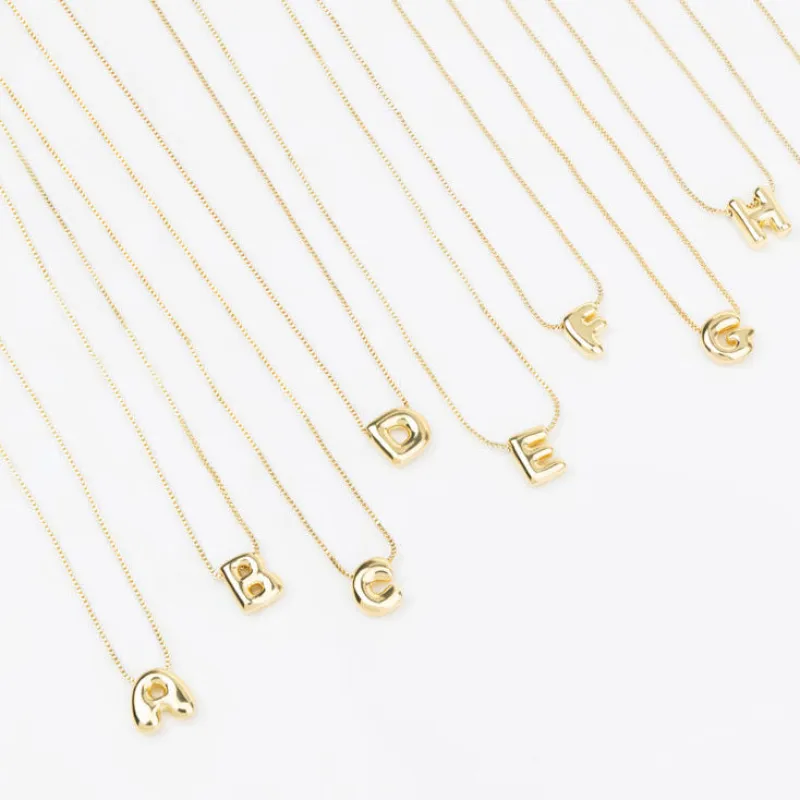 Petite Alphabet Bubble Gold Necklace sold by Wanderlust and Co