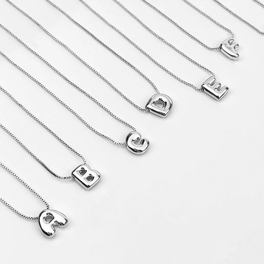 Petite Alphabet Bubble Silver Necklace sold by Wanderlust and Co product image thumbnail 4