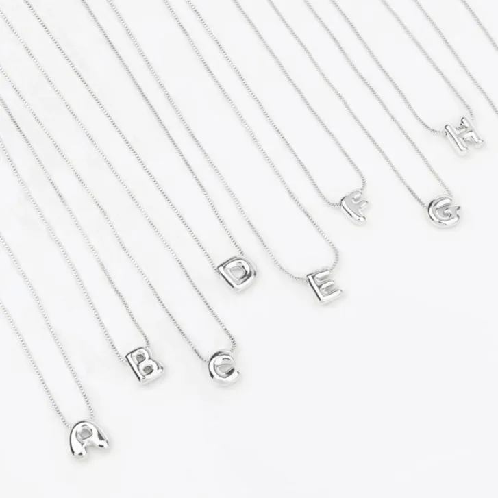 Petite Alphabet Bubble Silver Necklace sold by Wanderlust and Co