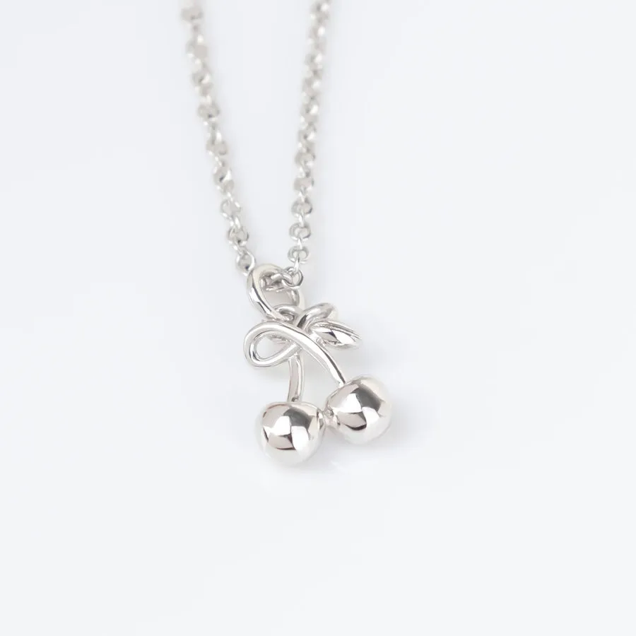 Cherry Silver Necklace sold by Wanderlust and Co