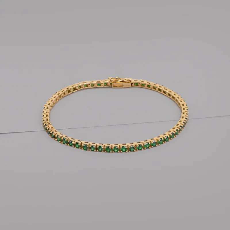 Pave 14K Gold Vermeil Emerald Tennis Bracelet sold by Wanderlust and Co