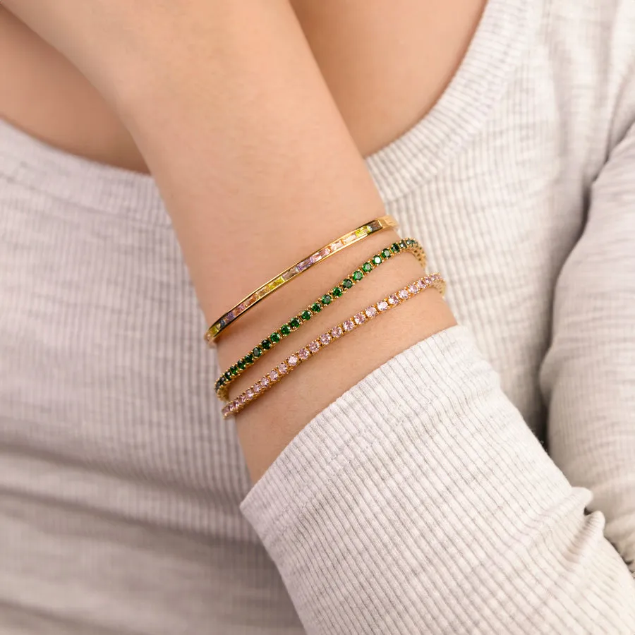 Pave 14K Gold Vermeil Blush Tennis Bracelet sold by Wanderlust and Co product image thumbnail 3