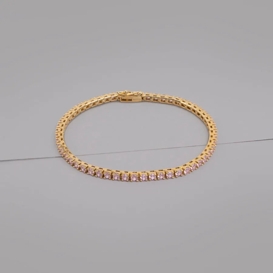 Pave 14K Gold Vermeil Blush Tennis Bracelet sold by Wanderlust and Co