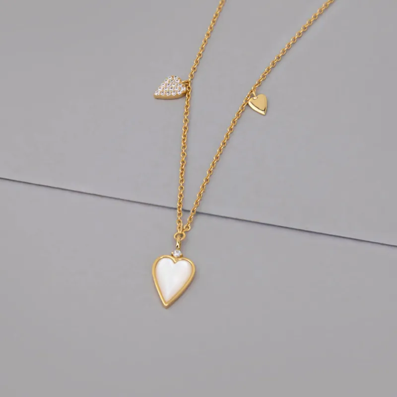 Heart Trio 14K Gold Vermeil Necklace sold by Wanderlust and Co