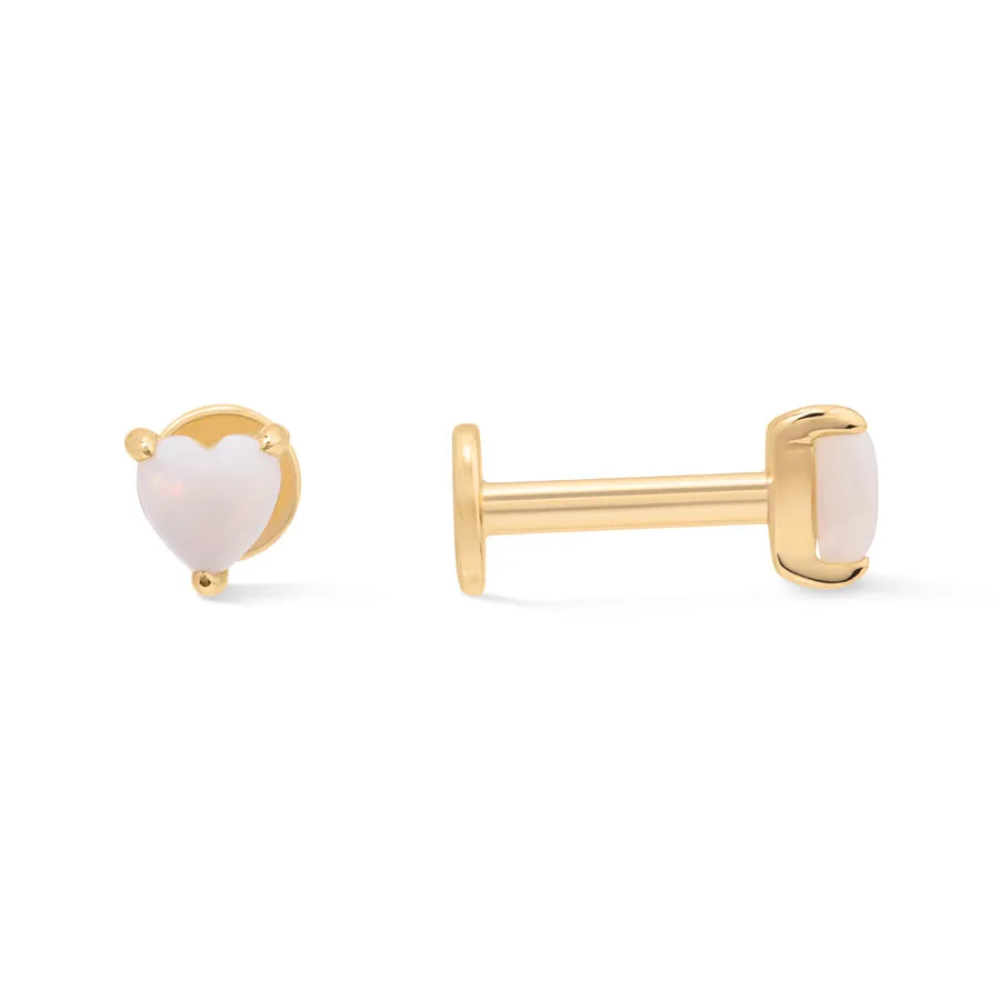 Heart Opal 14K Gold Vermeil Flat Back Earrings sold by Wanderlust and Co product image thumbnail 4