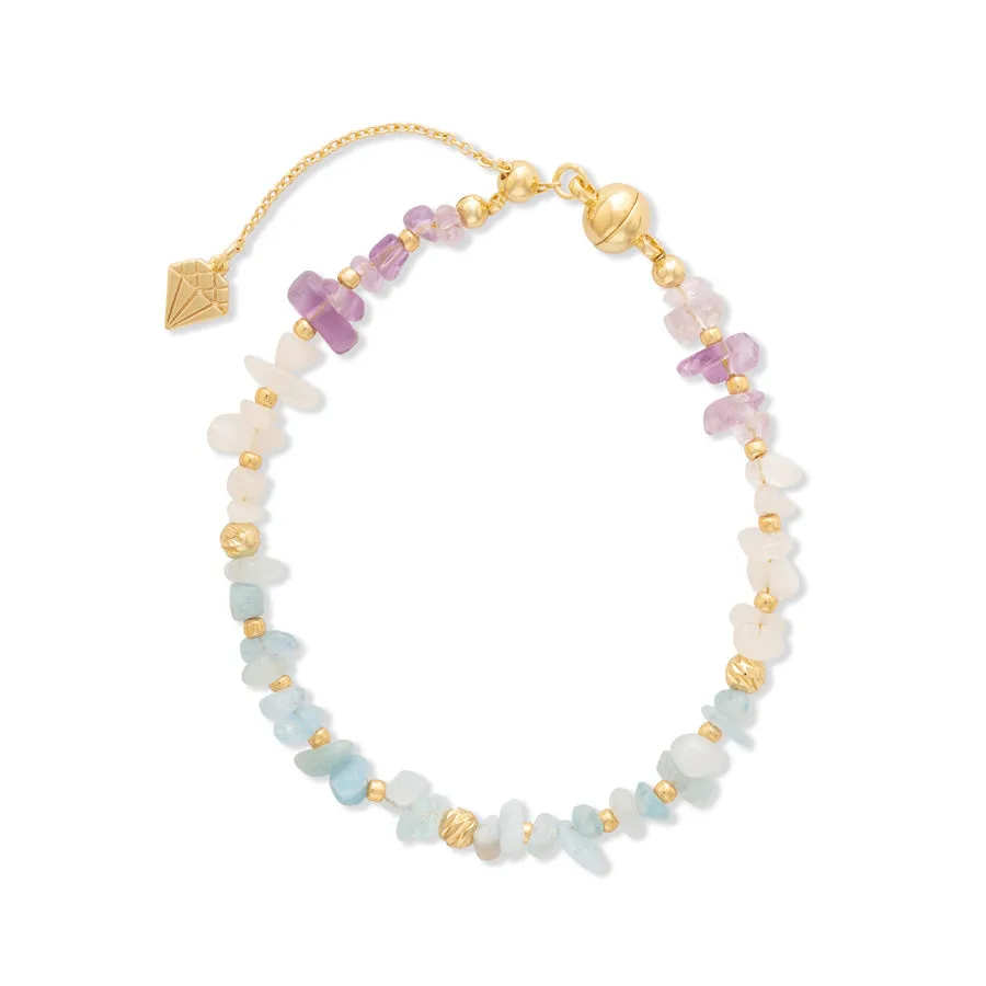 Aquamarine Beaded Gold Bracelet sold by Wanderlust and Co product image thumbnail 5