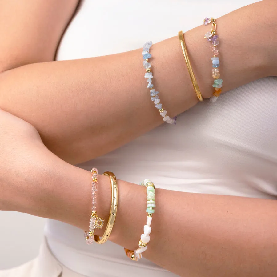Aquamarine Beaded Gold Bracelet sold by Wanderlust and Co product image thumbnail 4