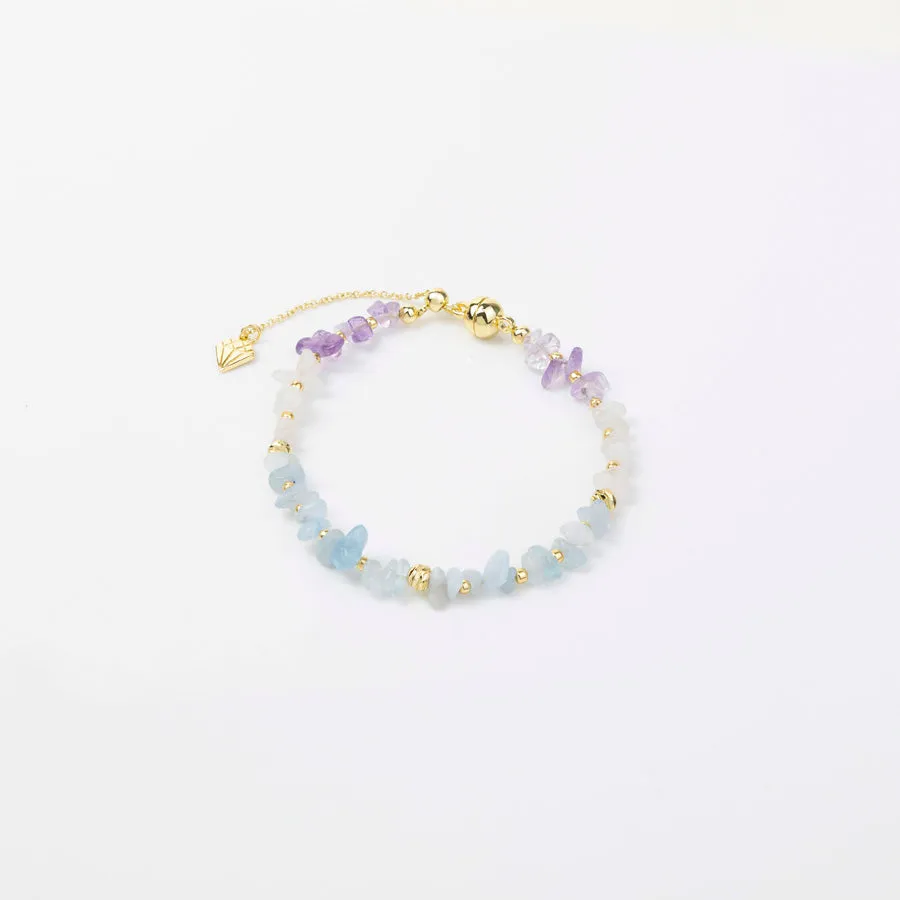 Aquamarine Beaded Gold Bracelet sold by Wanderlust and Co