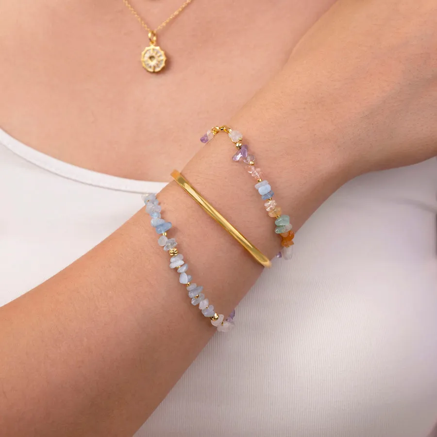 Aquamarine Beaded Gold Bracelet sold by Wanderlust and Co product image thumbnail 2