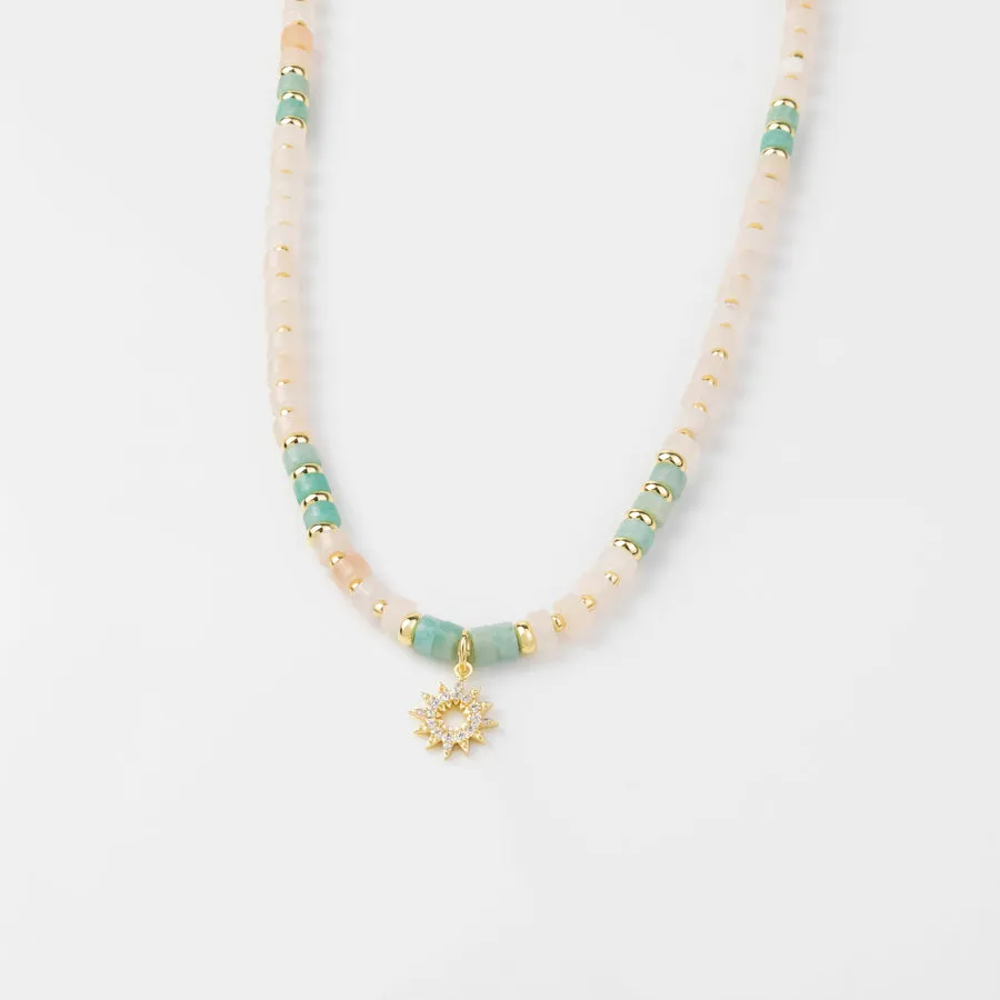 Sun Hues Beaded Gold Necklace sold by Wanderlust and Co