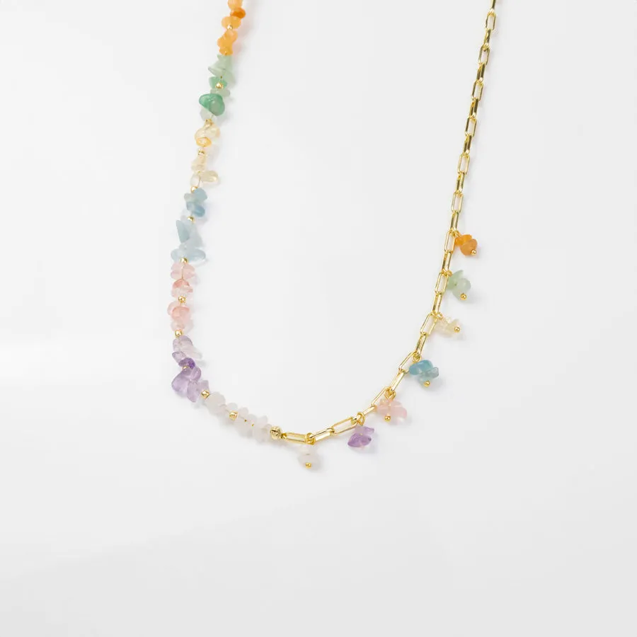 Kaleidoscope Beaded Gold Necklace sold by Wanderlust and Co