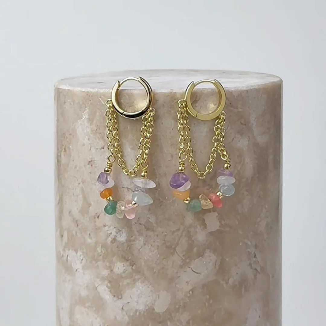 Kaleidoscope Beaded Gold Hoop Earrings sold by Wanderlust and Co product image thumbnail 3