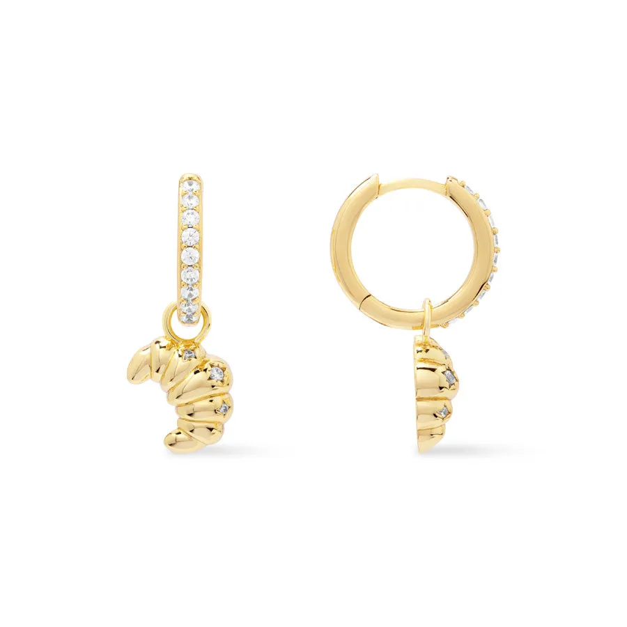 Croissant Charm Gold Huggie Earrings sold by Wanderlust and Co product image thumbnail 5