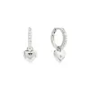 Heart Charm Silver Huggie Earrings sold by Wanderlust and Co