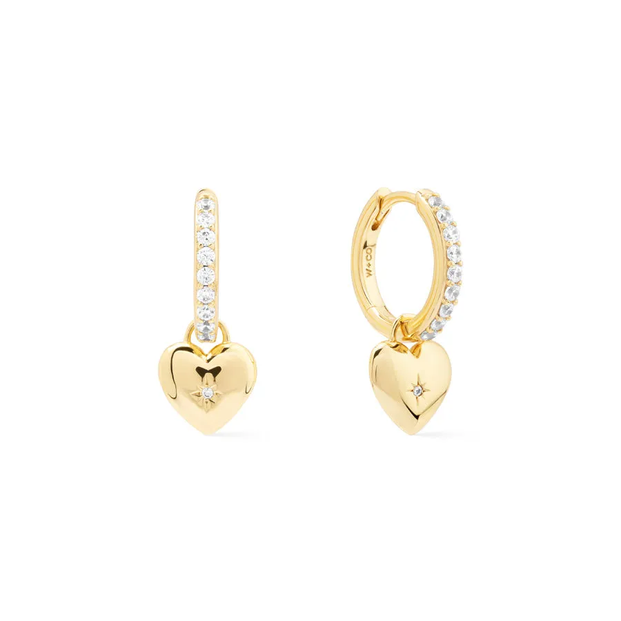 Heart Charm Gold Huggie Earrings sold by Wanderlust and Co product image thumbnail 4