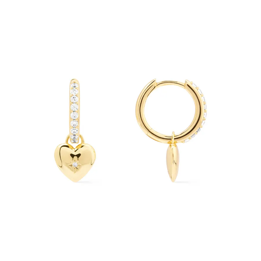 Heart Charm Gold Huggie Earrings sold by Wanderlust and Co product image thumbnail 5