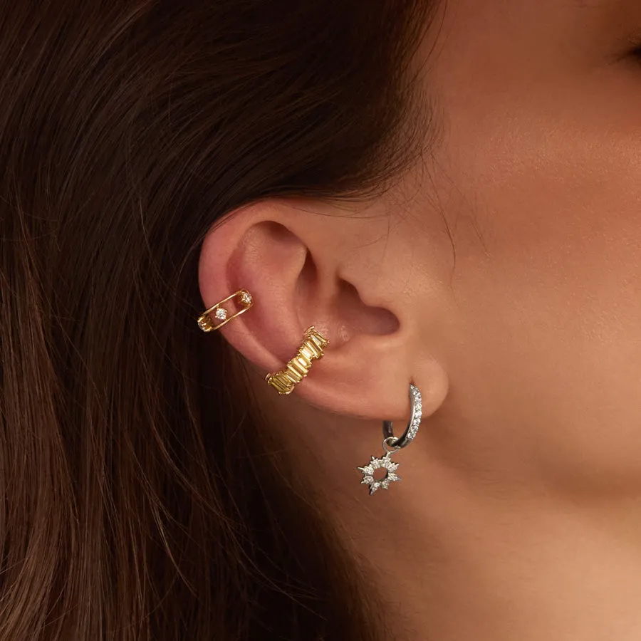 Sunseeker Charm Silver Huggie Earrings sold by Wanderlust and Co product image thumbnail 2