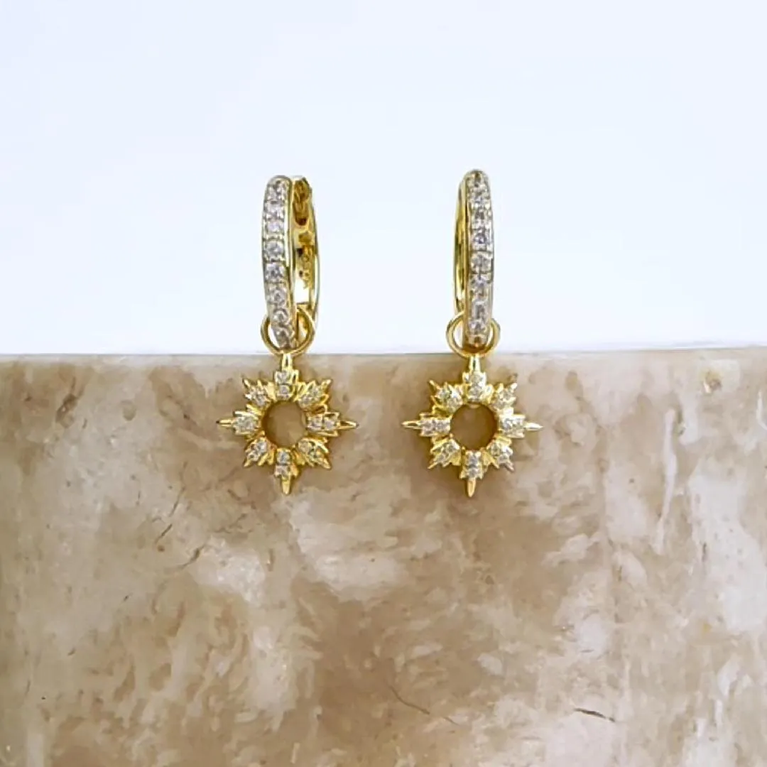 Sunseeker Charm Gold Huggie Earrings sold by Wanderlust and Co product image thumbnail 3