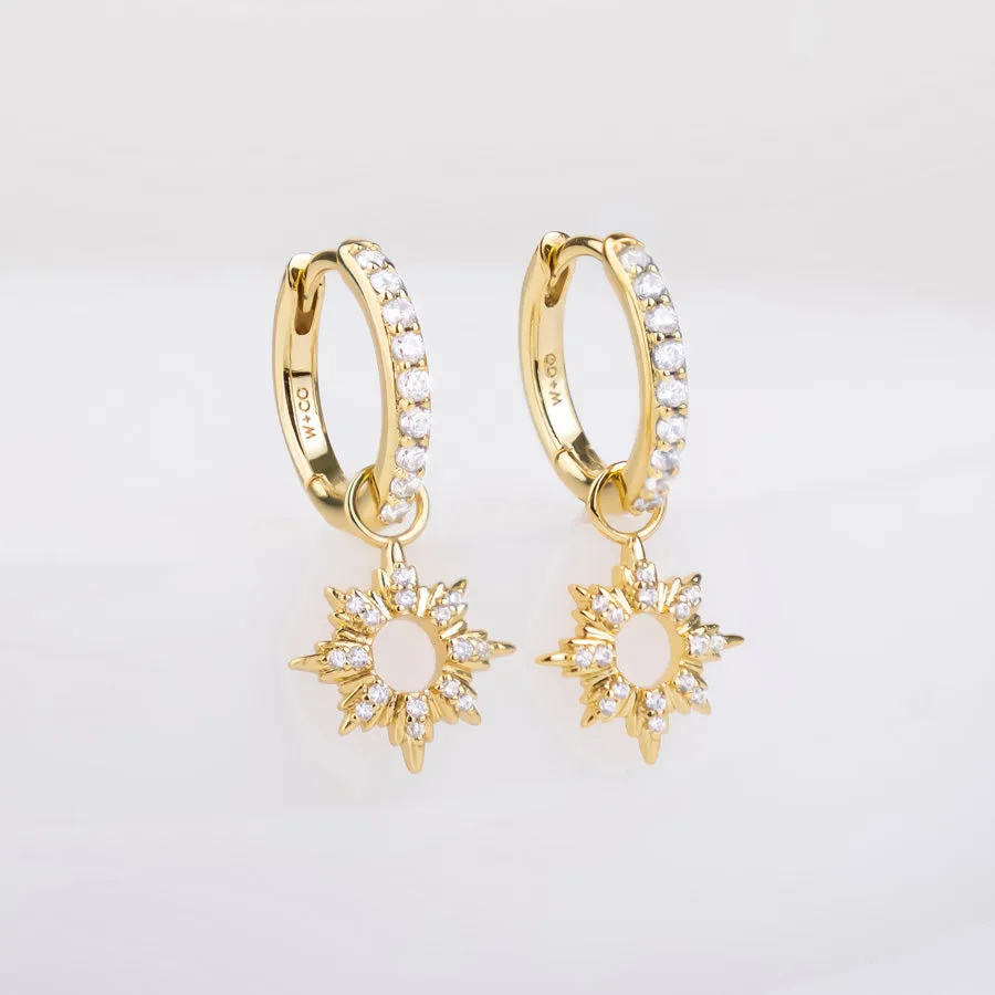 Sunseeker Charm Gold Huggie Earrings sold by Wanderlust and Co