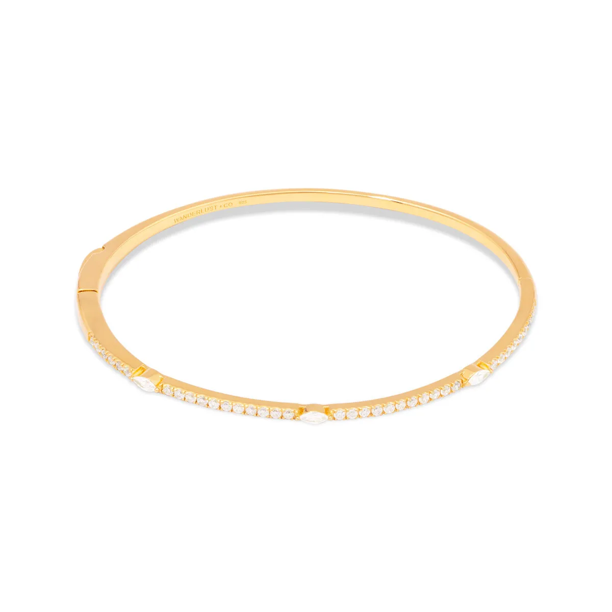 Marquise Pave 14K Gold Vermeil Tennis Bangle sold by Wanderlust and Co product image thumbnail 4