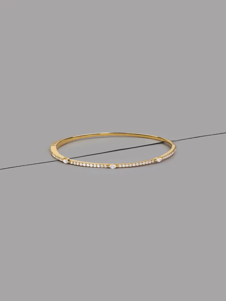 Marquise Pave 14K Gold Vermeil Tennis Bangle sold by Wanderlust and Co